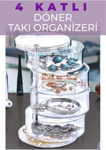 4 Katlı Döner Takı Organizeri