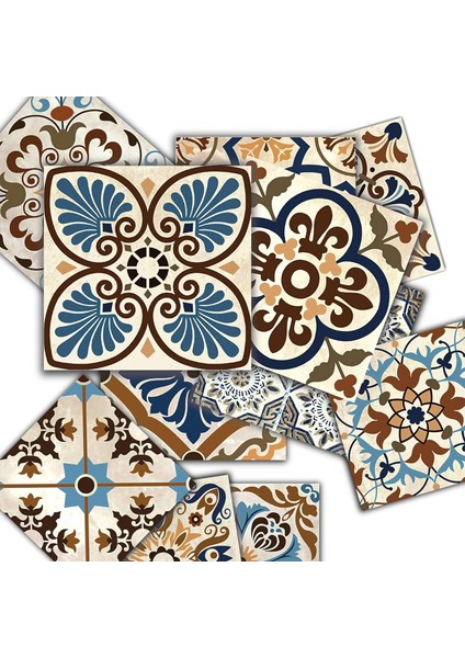 Kendinden Yapışkanlı Karma Fas Desenli Pvc Karo (10X10 Cm) 20'li Paket