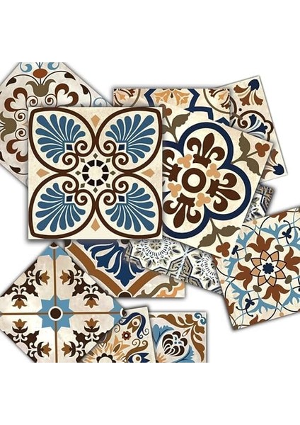 Kendinden Yapışkanlı Karma Fas Desenli Pvc Karo (10X10 Cm) 20'li Paket
