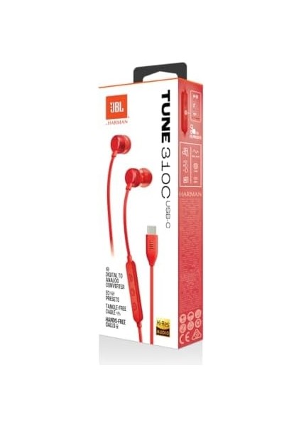 Tune 310C, Usb-C Kulakiçi Kulaklık, Kırmızı
