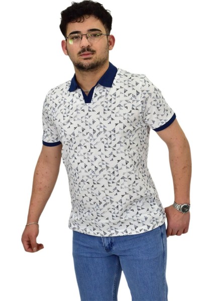 Erkek Polo Yaka Baskılı Pike Tişört 10600 BGL-ST04539