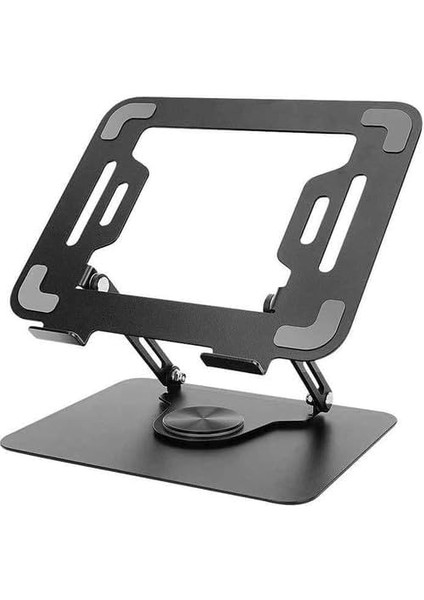 ZR-110 B Alüminyum 360 Derece Dönen Tabanlı Katlanabilir Taşınabilir Laptop Standı (Koyu Gri)