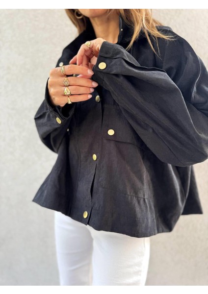 4s Women Kadın Iri Cepli Reglan Kol Kapüşonlu Oversize Ince Mont indirimleri