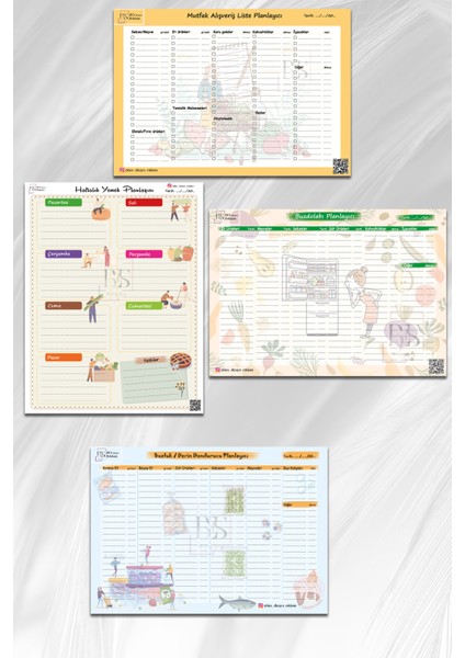 Mıknatıslı - 4 Adet Planlayıcı Seti- A5 Boyut, Planner
