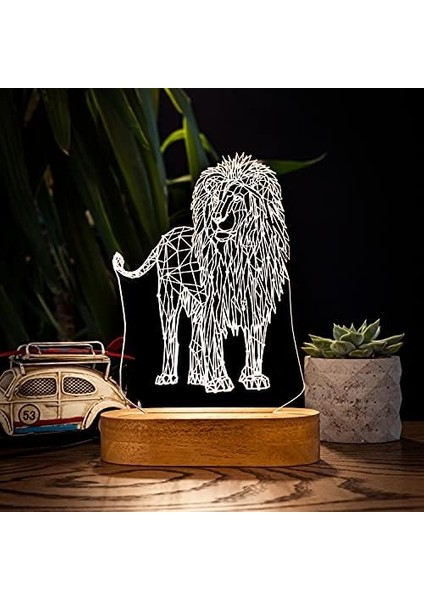 Aslan Tasarımlı 3D LED Gece Lambası