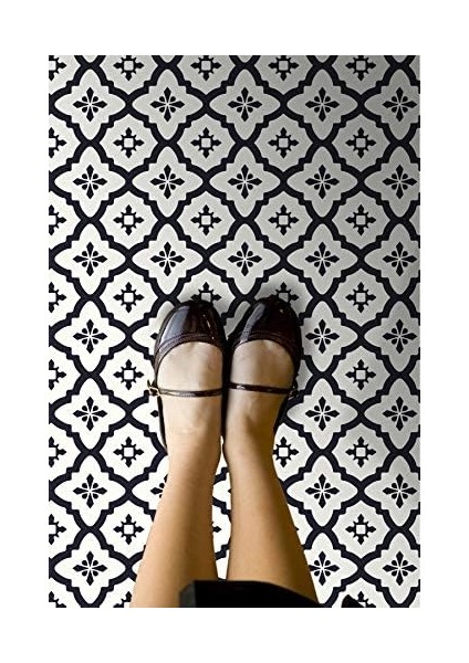 Wallpops FP2480 Comet Peel & Stick Yer Fayansı, Siyah, 10 Adet