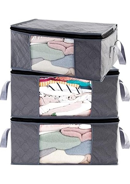 Gear G01 Çöp Kovaları Çanta Dolap Organizatörleri Kazak Giysi Saklama Kapları, 3 Parça Paket, Gri, 3 Adet