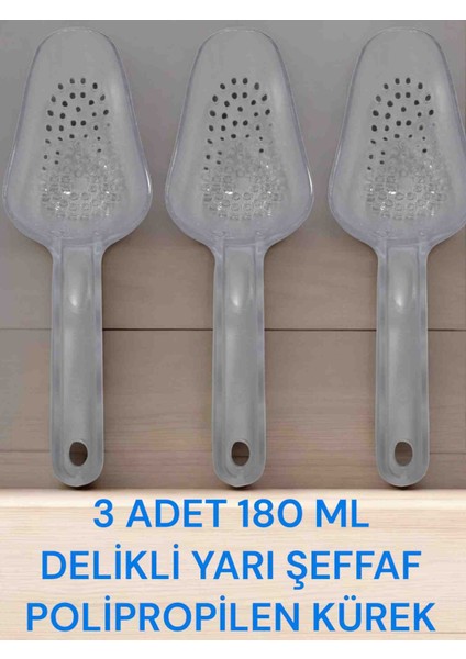 3 Adet 180 ml Delikli, Yarı Şeffaf Kuruyemiş,turşu,zeytin,bakliyat ,şeker Küreği