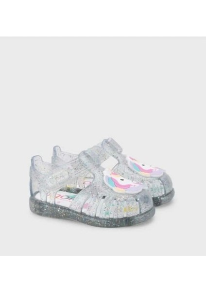 S10309 Tobby Unicornio Simli Gri Kız Çocuk Sandalet modelleri