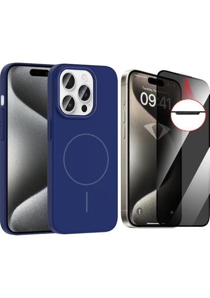 iPhone 14 Pro Max Kılıf M-safe Şarj Özellikli Zore Ruby Sert Kapak + Hayalet Ekran Koruyucu