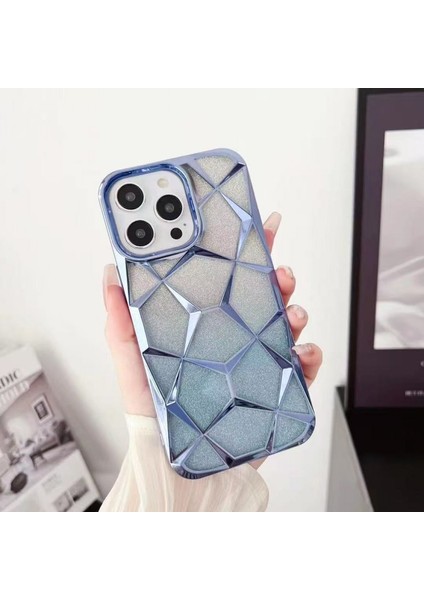 Apple iPhone 13 Pro Max Mavi Simli Prizma Telefon Kılıfı