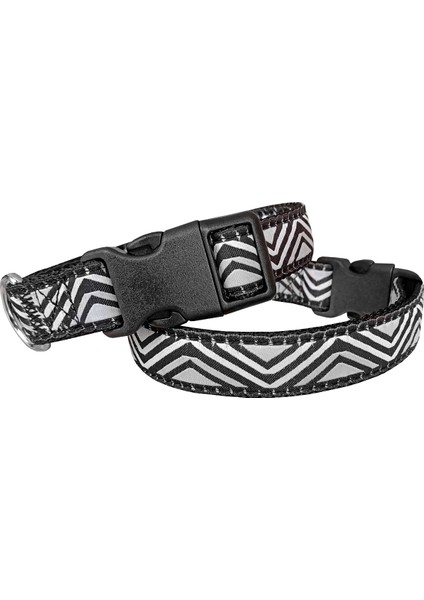 Dalga Desenli Dokuma Köpek Boyun Tasması 3 cm x 40-60 cm Siyah