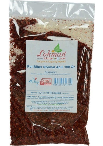 Pul Biber Normal Acılı 100 gr Paket
