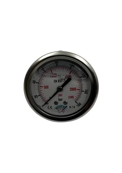 Manometre Gliserinli Arka Çıkışlı Q63 - 0 - 160 Bar 1/4 (Lisinya)