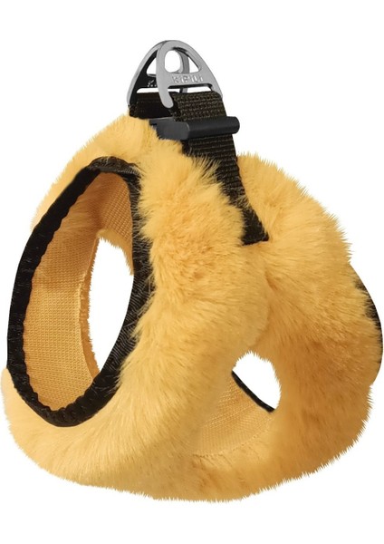 Üç Kilitli Peluş Kedi Köpek Göğüs Tasması 20-24 cm Xxx-Small Sarı