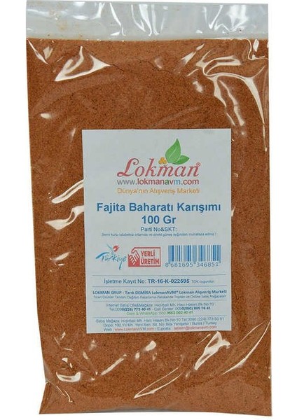 Fajita Baharatı Karışımı 100 gr Paket