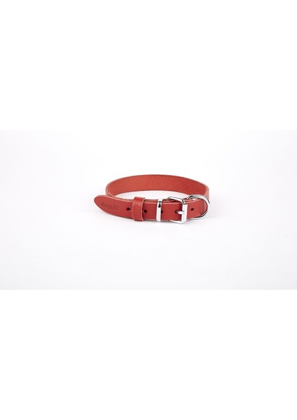 Deri El Yapımı Köpek Boyun Tasması 2X30-35 cm Kırmızı