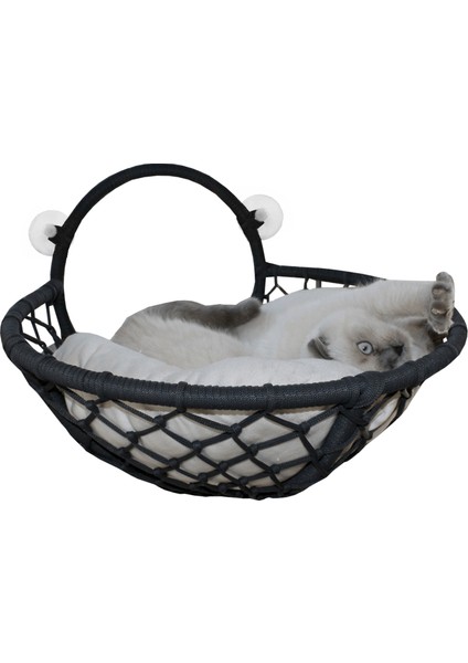 Vantuzlu Oval Kedi Hamağı Kedi Yatağı 17*46 cm Siyah
