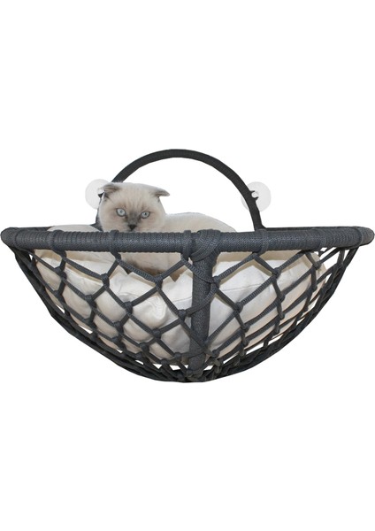 Vantuzlu Oval Kedi Hamağı Kedi Yatağı 17*46 cm Siyah