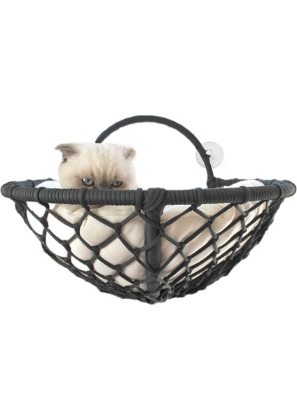 Vantuzlu Oval Kedi Hamağı Kedi Yatağı 17*46 cm Siyah