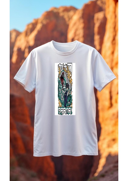 Ds8 Demon Slayer Beyaz Baskılı Tişört Premium Kaliteli Kumaş Soyulmayan Baskı