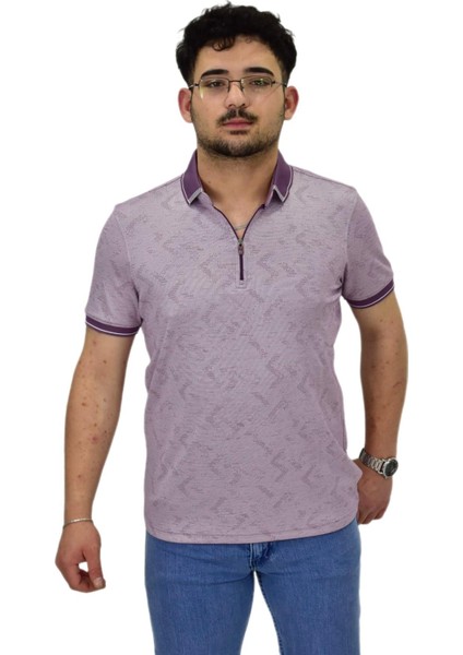 Erkek Polo Yaka Fermuarlı Merserize Jakarlı Tişört 7570 BGL-ST04536