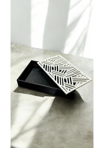 Geometrik Desenli Kare Katı Sabunluk - Izgaralı Katı Sabunluk - 1 Adet