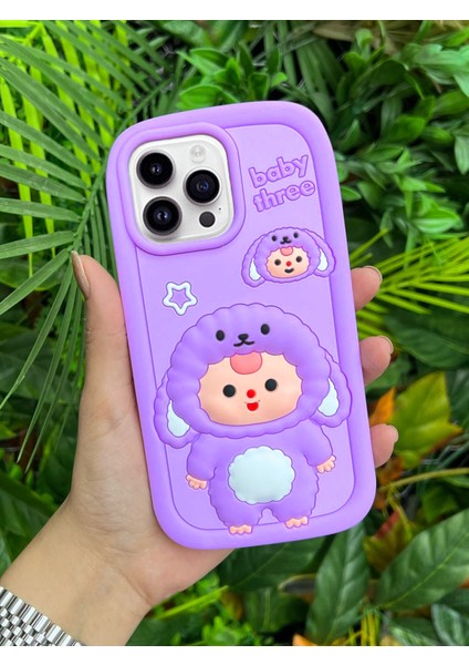 Apple iPhone 13 Pro Max Uyumlu Darbe Emici Yumuşak Dokulu 3D Tatlı Koyun Desenli Premium Telefon Kılıfı