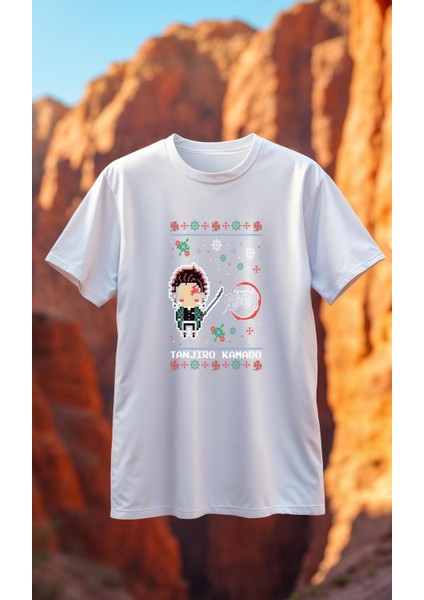 DS99 Demon Slayer Beyaz Baskılı Tişört Premium Kaliteli Kumaş Soyulmayan Baskı