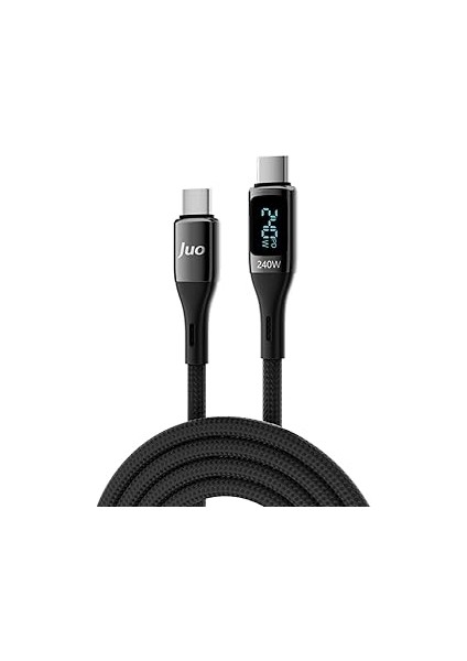 Juo 240W Dijital LED Ekranlı E-Mark Çipli Pd 3.1 USB Type-C To Type-C Hızlı Şarj ve Data Kablosu 2