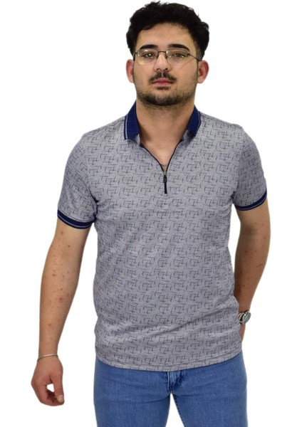 Erkek Polo Yaka Fermuarlı Merserize Jakarlı Tişört 7630 BGL-ST04538