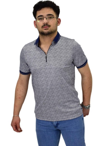 Erkek Polo Yaka Fermuarlı Merserize Jakarlı Tişört 7630 BGL-ST04538
