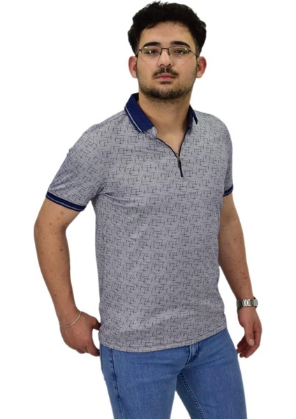 Erkek Polo Yaka Fermuarlı Merserize Jakarlı Tişört 7630 BGL-ST04538