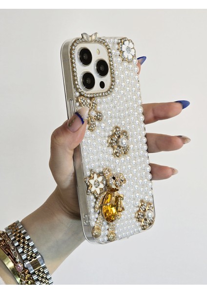 Apple iPhone 13 Pro Max Uyumlu Incili ve 3D Karakterli El Yapımı Taşlı Premium Koruyucu Telefon Kılıfı fiyatları