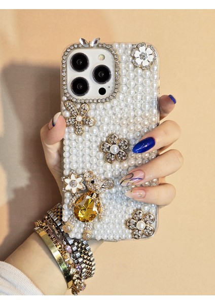 Apple iPhone 13 Pro Max Uyumlu Incili ve 3D Karakterli El Yapımı Taşlı Premium Koruyucu Telefon Kılıfı modelleri