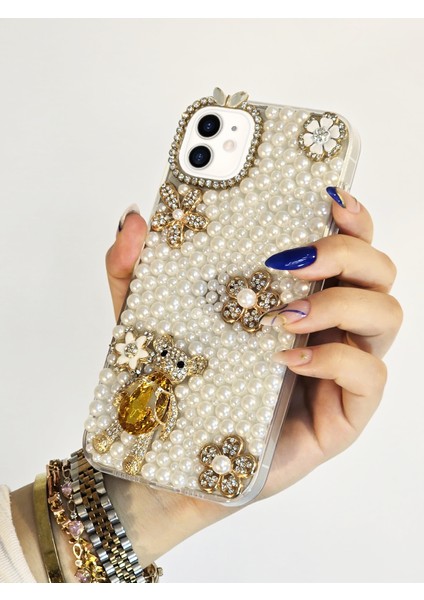 Apple iPhone 11 Uyumlu Incili ve 3D Karakterli El Yapımı Taşlı Premium Koruyucu Telefon Kılıfı fiyatları