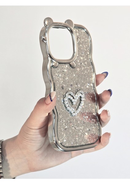 Apple iPhone 16 Pro Max Uyumlu Parlak Simli Desenli Ayıcık Karakterli Premium Telefon Kılıfı fiyatları