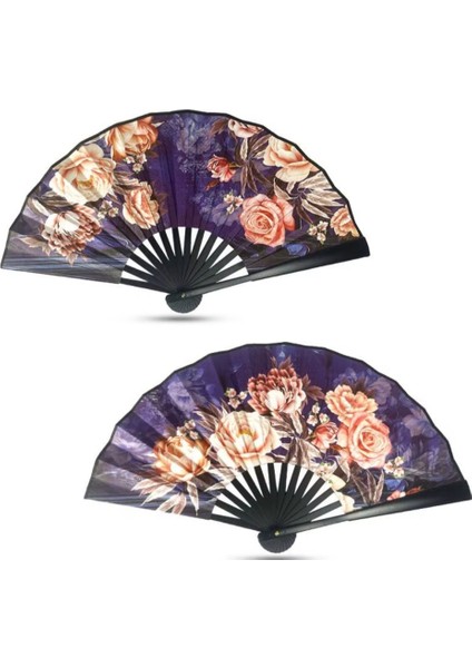 Çiçek Desenli Yelpaze 12'li Düğün Kına Nişan Parti Eğlence Organisazyon ve Yaz Ayları Için Yelpaze