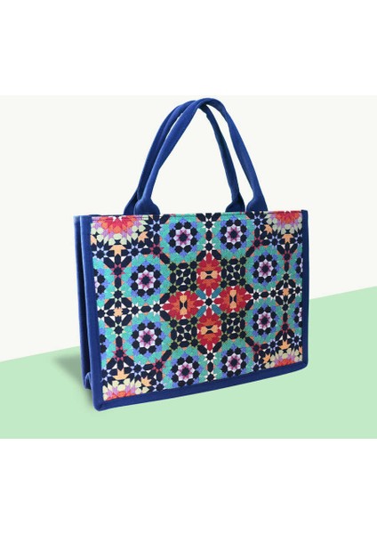 Çini Desenli Tote Kadın Omuz Çantası