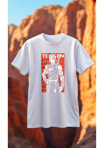 DS89 Demon Slayer Beyaz Baskılı Tişört Premium Kaliteli Kumaş Soyulmayan Baskı