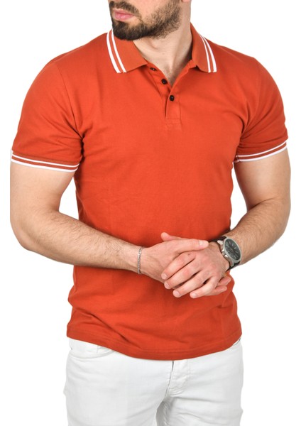 Slim Fit Pamuklu Kumaş Polo Yaka Tişört Nefes Alan Dar Kesim Kıvrılmaz Yaka Tişört 2503021 indirimleri