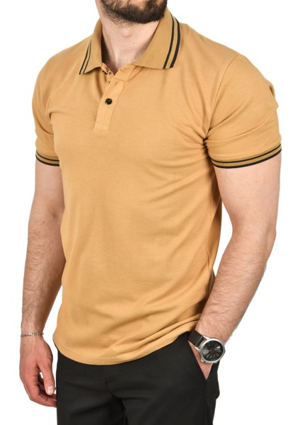 Slim Fit Pamuklu Kumaş Polo Yaka Tişört Nefes Alan Dar Kesim Kıvrılmaz Yaka Tişört 2503021 fiyatları