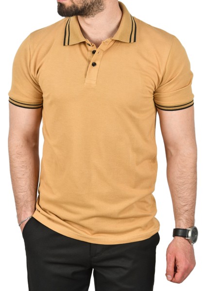 Slim Fit Pamuklu Kumaş Polo Yaka Tişört Nefes Alan Dar Kesim Kıvrılmaz Yaka Tişört 2503021 indirimleri
