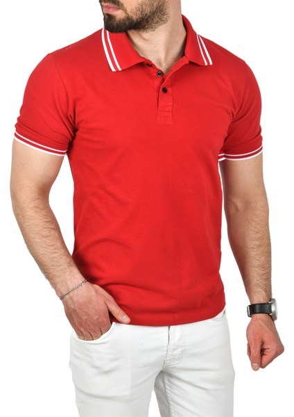 Slim Fit Pamuklu Kumaş Polo Yaka Tişört Nefes Alan Dar Kesim Kıvrılmaz Yaka Tişört 2503021 fiyatları