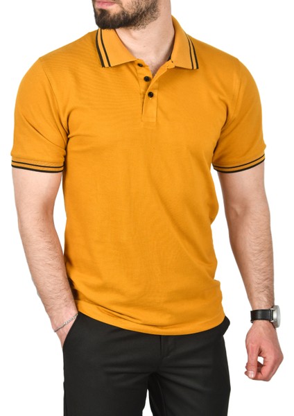 Slim Fit Pamuklu Kumaş Polo Yaka Tişört Nefes Alan Dar Kesim Kıvrılmaz Yaka Tişört 2503021 fiyatları