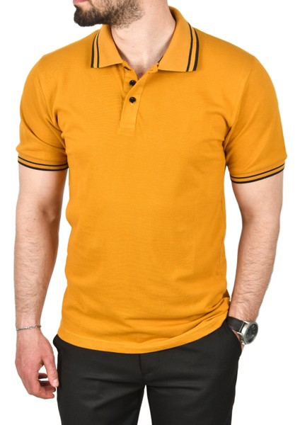 Slim Fit Pamuklu Kumaş Polo Yaka Tişört Nefes Alan Dar Kesim Kıvrılmaz Yaka Tişört 2503021 fırsatları