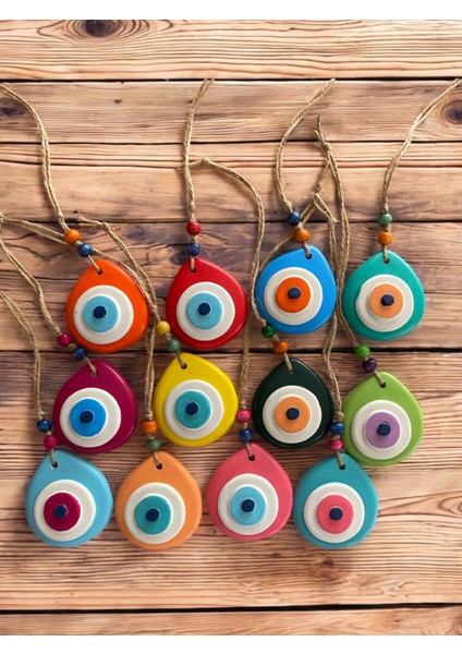 12LI El Yapımı Beton Nazar Boncuğu - Vernikli fiyatları