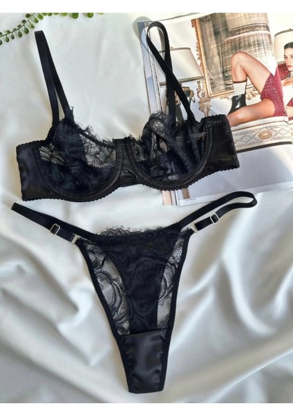 Saten Dantel Detaylı Bralet Takım