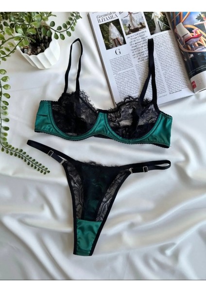Saten Dantel Detaylı Bralet Takım