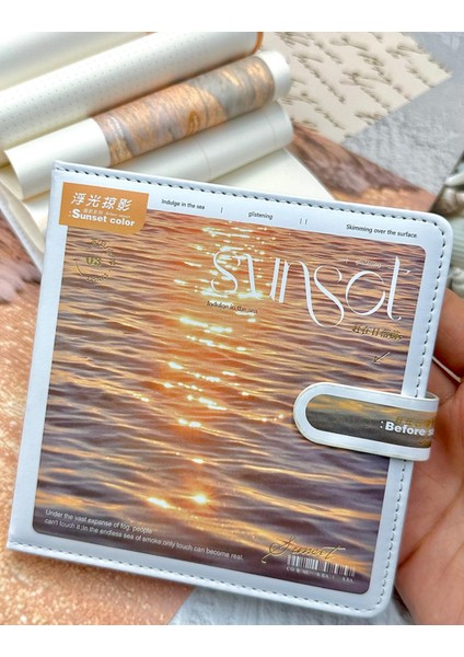 Sunset Parıldayan Dalga Günbatımı Mıknatıslı Kapaklı Ajanda Defter